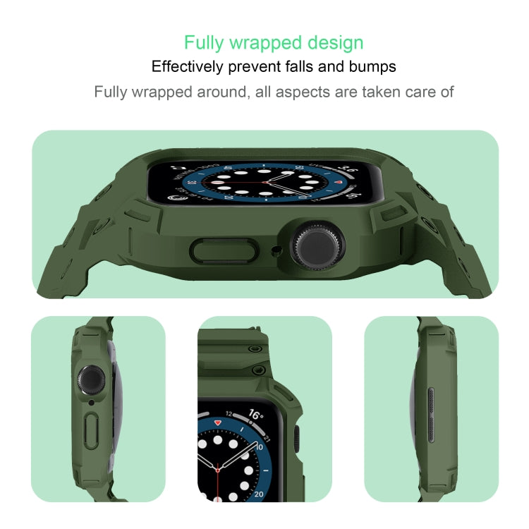 For Apple Watch Series 10 42mm Armor TPU Case Integrated Watch Band(Army Green)