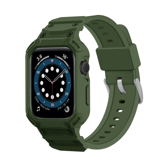 For Apple Watch Series 10 42mm Armor TPU Case Integrated Watch Band(Army Green)