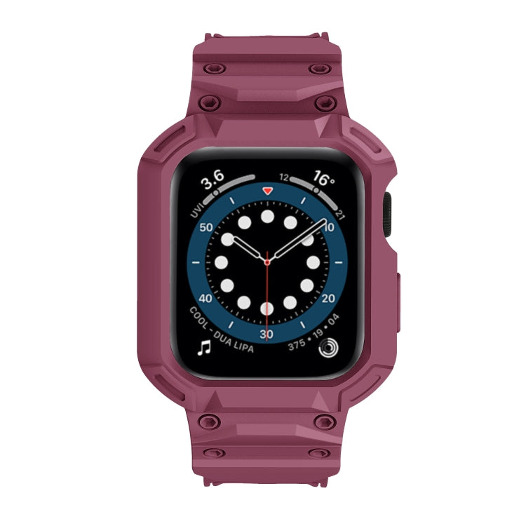 For Apple Watch Series 10 42mm Armor TPU Case Integrated Watch Band(Plum Color) - Watch Cases by PMC Jewellery | Online Shopping South Africa | PMC Jewellery | Buy Now Pay Later Mobicred