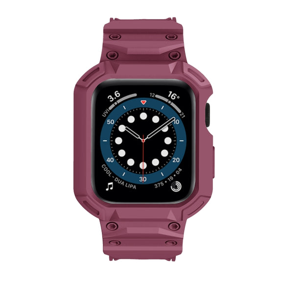 For Apple Watch Series 10 42mm Armor TPU Case Integrated Watch Band(Plum Color)