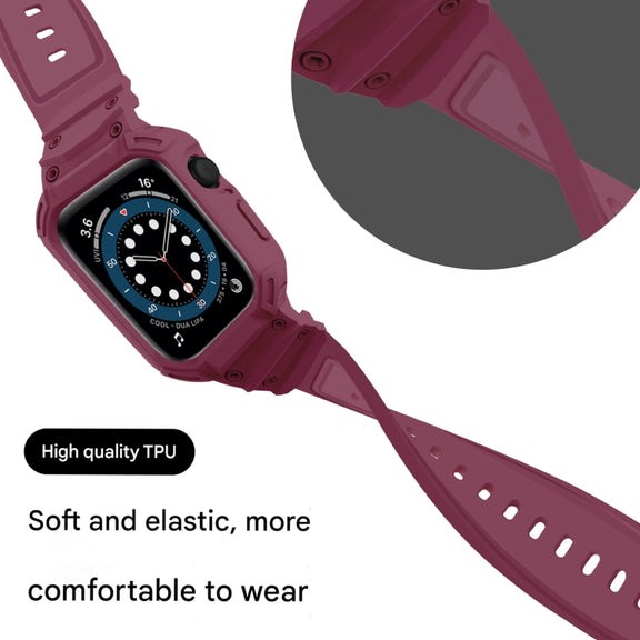 For Apple Watch Series 10 42mm Armor TPU Case Integrated Watch Band(Plum Color)