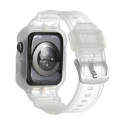 For Apple Watch Series 10 42mm Armor TPU Case Integrated Watch Band(Frosted Clear)