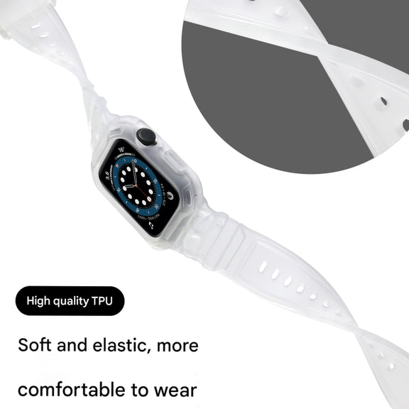 For Apple Watch Series 10 42mm Armor TPU Case Integrated Watch Band(Frosted Clear)
