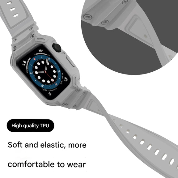 For Apple Watch Series 10 42mm Armor TPU Case Integrated Watch Band(Light Grey)