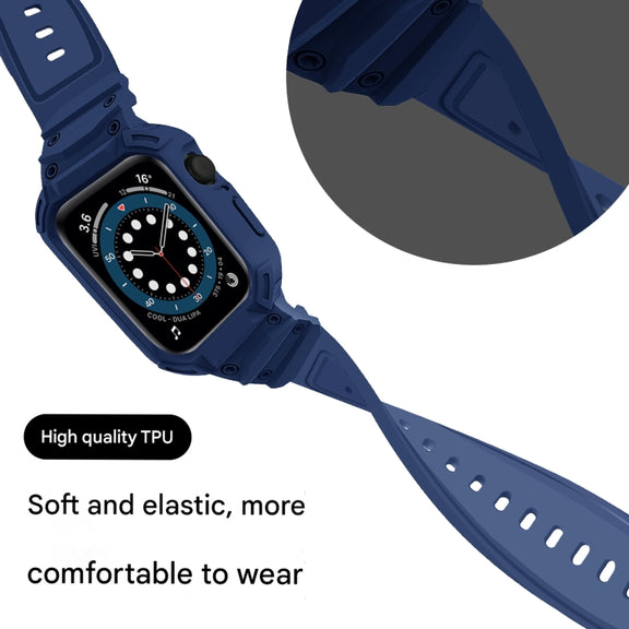 For Apple Watch Series 10 42mm Armor TPU Case Integrated Watch Band(Midnight Blue)