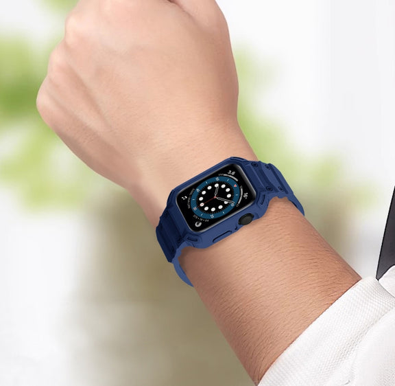 For Apple Watch Series 10 42mm Armor TPU Case Integrated Watch Band(Midnight Blue)