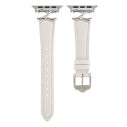 For Apple Watch 46mm / 49mm / 45mm / 44mm X-shaped Buckle Genuine Leather Watch Band(White)