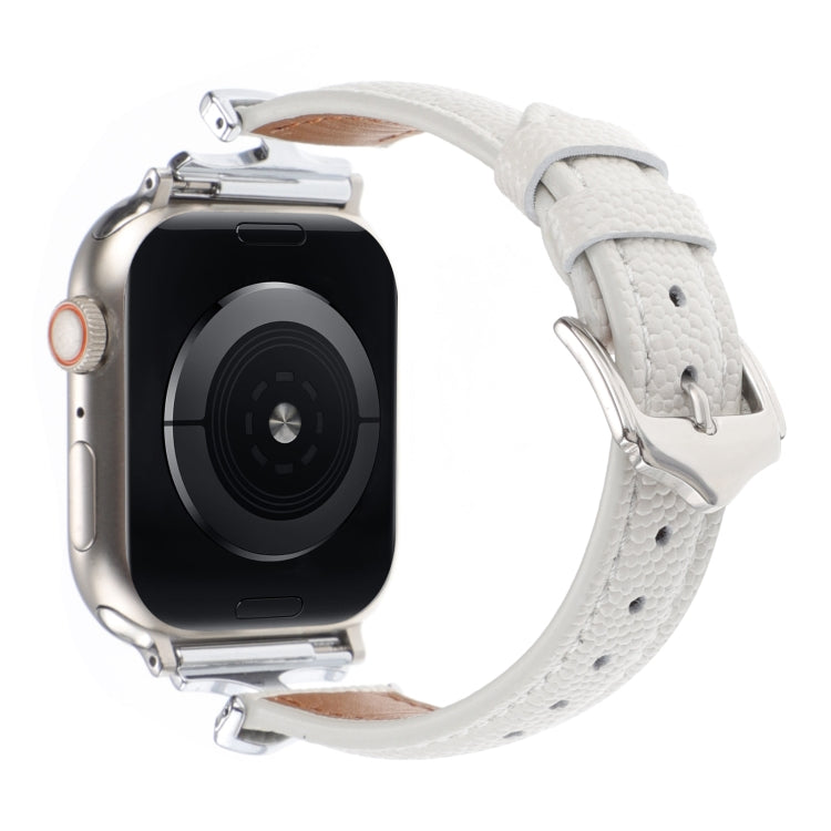 For Apple Watch 46mm / 49mm / 45mm / 44mm X-shaped Buckle Genuine Leather Watch Band(White)