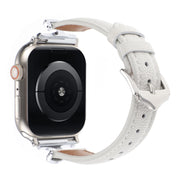 For Apple Watch 46mm / 49mm / 45mm / 44mm X-shaped Buckle Genuine Leather Watch Band(White)