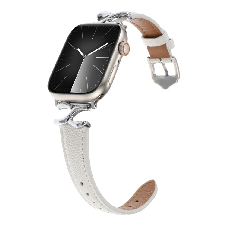 For Apple Watch 46mm / 49mm / 45mm / 44mm X-shaped Buckle Genuine Leather Watch Band(White)