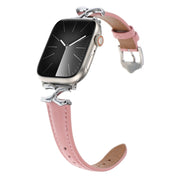 For Apple Watch 46mm / 49mm / 45mm / 44mm X-shaped Buckle Genuine Leather Watch Band(Pink)