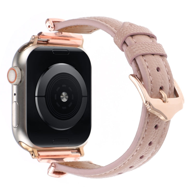 For Apple Watch 46mm / 49mm / 45mm / 44mm X-shaped Buckle Genuine Leather Watch Band(Dark Pink)