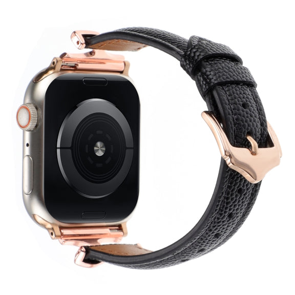 For Apple Watch 42mm / 41mm / 40mm / 38mm X-shaped Buckle Genuine Leather Watch Band(Black)