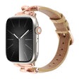 For Apple Watch 42mm / 41mm / 40mm / 38mm X-shaped Buckle Genuine Leather Watch Band(Khaki) - Watch Bands by PMC TechLife | Online Shopping South Africa | PMC TechLife | Buy Now Pay Later Mobicred