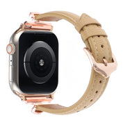For Apple Watch 42mm / 41mm / 40mm / 38mm X-shaped Buckle Genuine Leather Watch Band(Khaki)