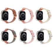 For Apple Watch 42mm / 41mm / 40mm / 38mm Leopard Head Genuine Leather Watch Band(White Silver Buckle)