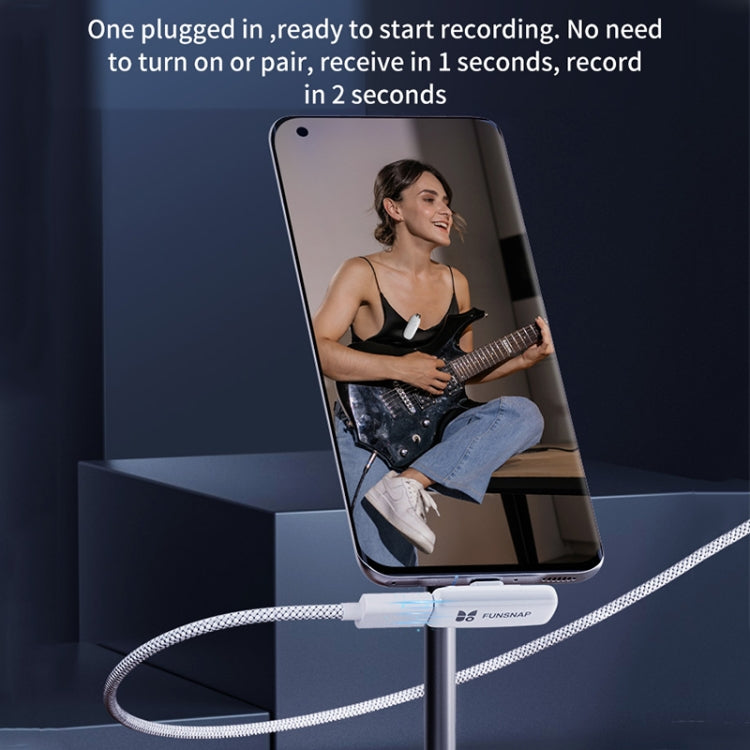 FUNSNAP M3 Digital Audio Wireless Microphone Mic Tok with Monitoring Earphones, Version:Type-C(White) - Microphone by FUNSNAP | Online Shopping South Africa | PMC TechLife | Buy Now Pay Later Mobicred