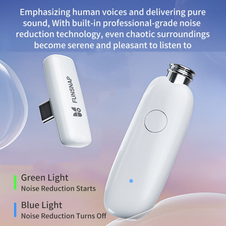 FUNSNAP M3 Digital Audio Wireless Microphone Mic Tok with Monitoring Earphones, Version:Type-C(White) - Microphone by FUNSNAP | Online Shopping South Africa | PMC TechLife | Buy Now Pay Later Mobicred
