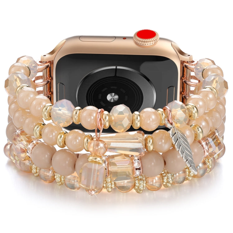 For Apple Watch 46mm / 49mm / 45mm / 44mm Tassel Beaded Chain Watch Band(Rose Gold)