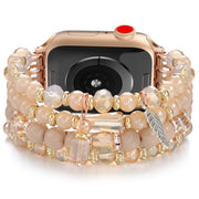 For Apple Watch 42mm / 41mm / 40mm / 38mm Tassel Beaded Chain Watch Band(Rose Gold)