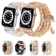 For Apple Watch 42mm / 41mm / 40mm / 38mm Tassel Beaded Chain Watch Band(Rose Gold)