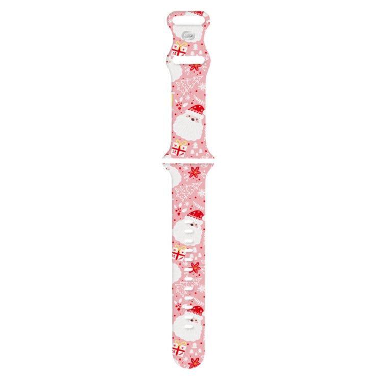 For Apple Watch 46mm / 49mm / 45mm / 44mm Christmas Pattern Silicone Watch Band(Santa Claus Pink)