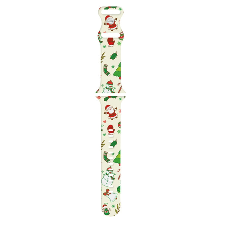 For Apple Watch 46mm / 49mm / 45mm / 44mm Christmas Pattern Silicone Watch Band(Santa Claus Snowman)