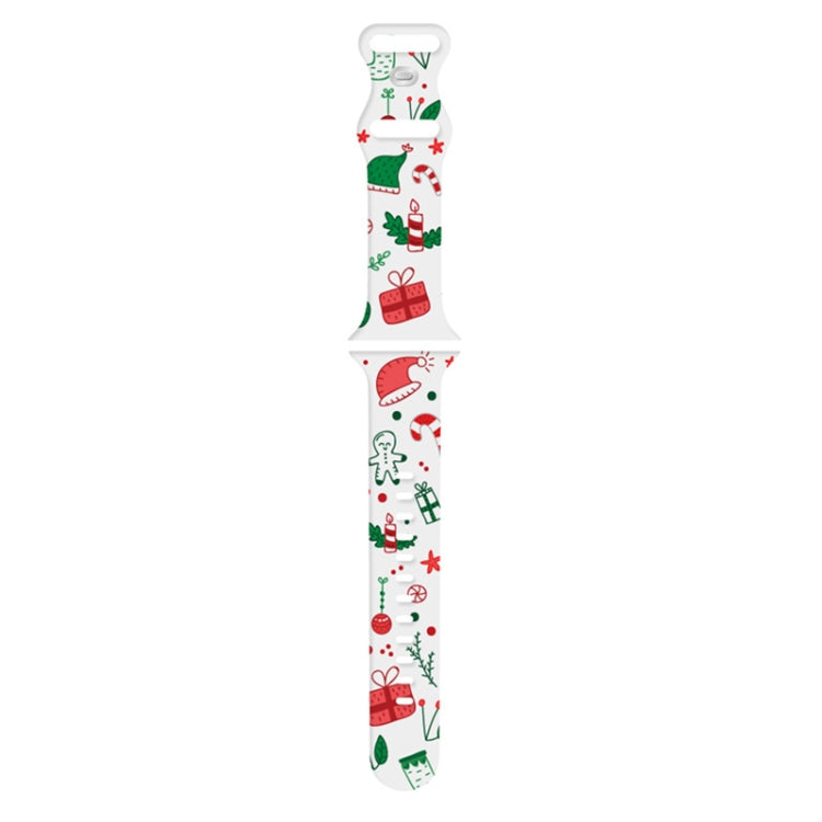 For Apple Watch 46mm / 49mm / 45mm / 44mm Christmas Pattern Silicone Watch Band(Christmas Gift White) - free shipping - PMc TechLife - Order now!