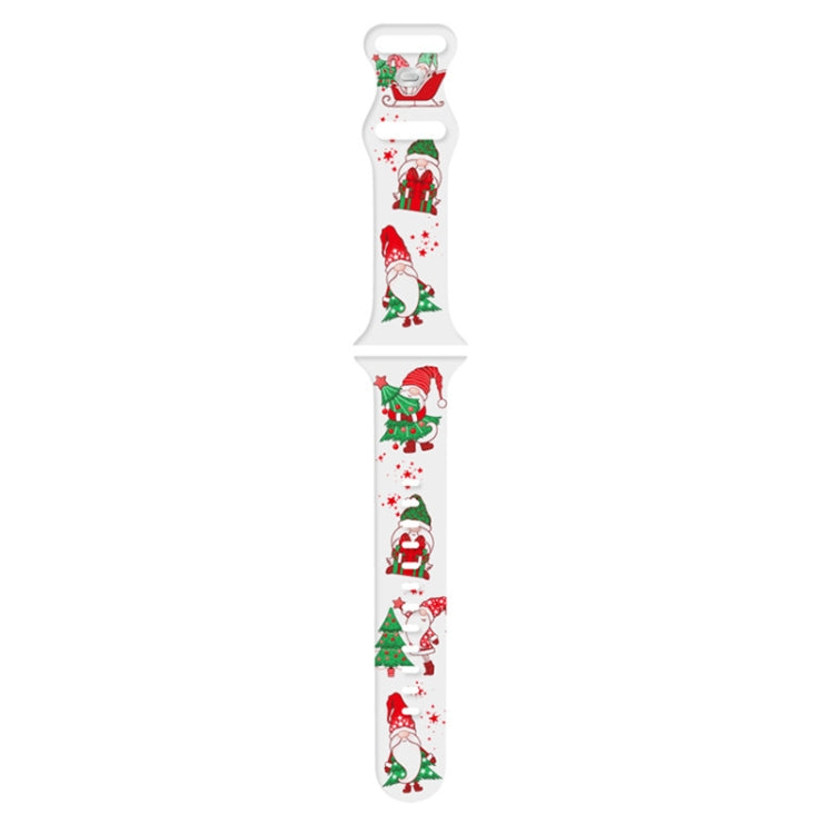 For Apple Watch 42mm / 41mm / 40mm / 38mm Christmas Pattern Silicone Watch Band(Santa Claus White)
