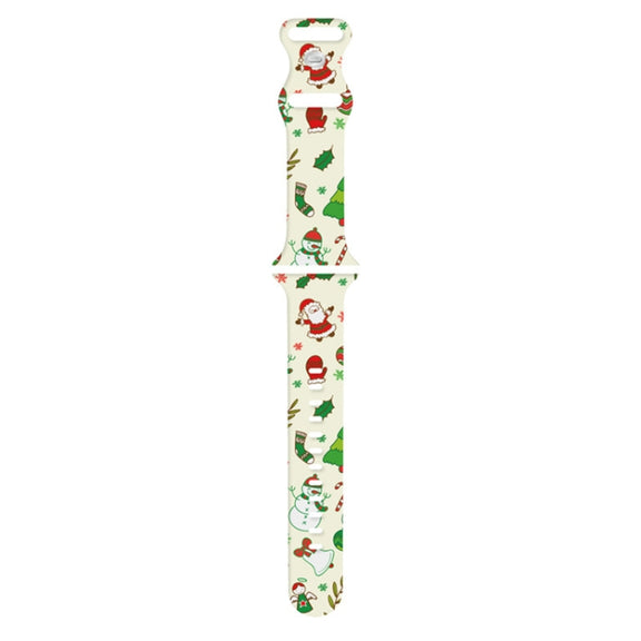 For Apple Watch 42mm / 41mm / 40mm / 38mm Christmas Pattern Silicone Watch Band(Santa Claus Snowman)