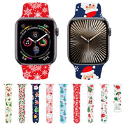 For Apple Watch 42mm / 41mm / 40mm / 38mm Christmas Pattern Silicone Watch Band(Christmas Tree Blue)