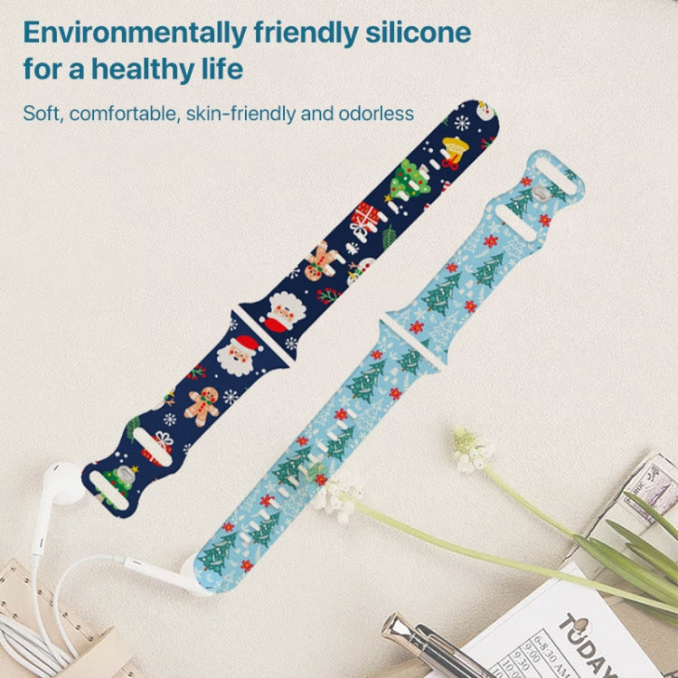 For Apple Watch 46mm / 49mm / 45mm / 44mm Christmas Pattern Silicone Watch Band(Christmas Gift White) - free shipping - PMc TechLife - Order now!
