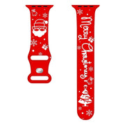 For Apple Watch 46mm / 49mm / 45mm / 44mm Christmas Engraving Butterfly Buckle Silicone Watch Band(Red White)