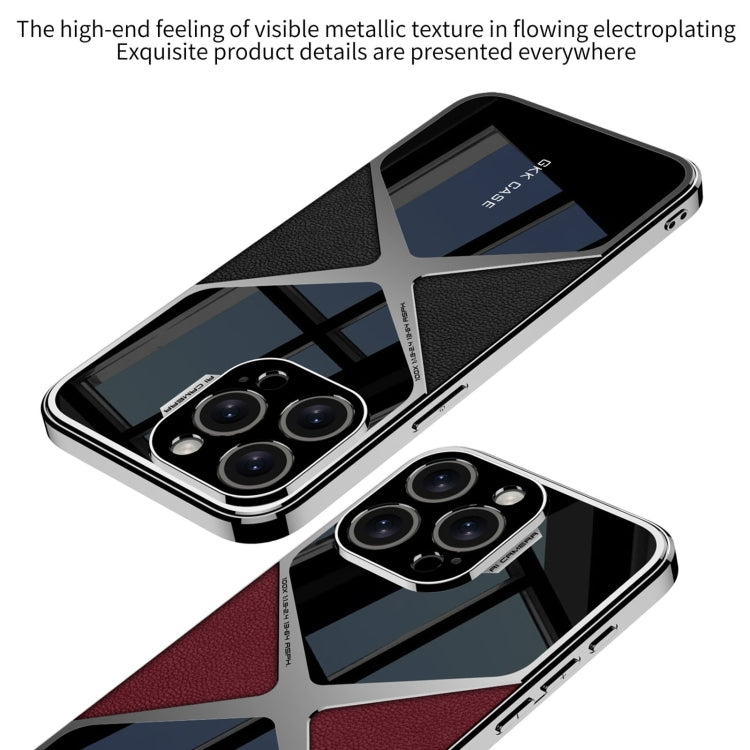 For iPhone 16 Pro GKK Leather Electroplating Supersonic Speed Shockproof Phone Case(Carbon Fibre)