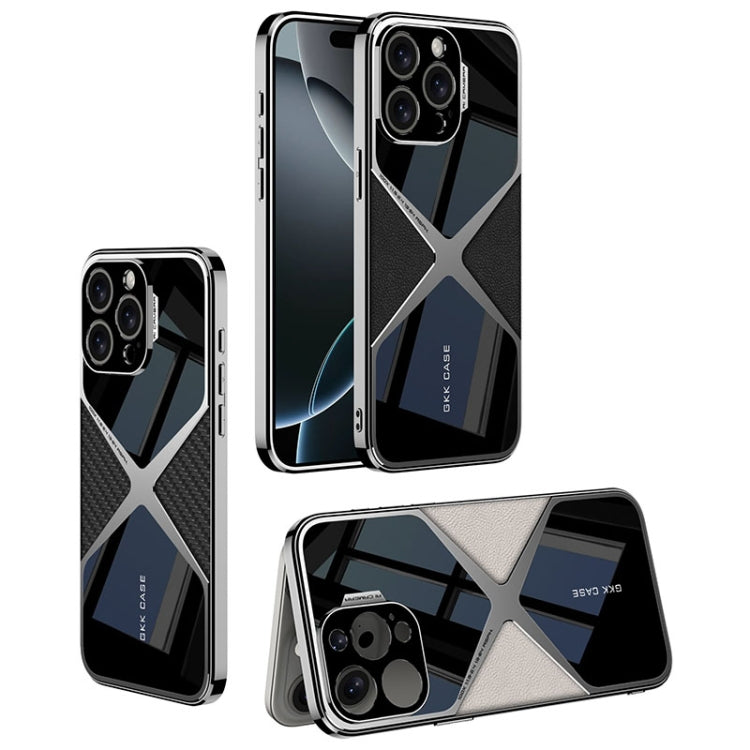 For iPhone 16 Pro Max GKK Leather Electroplating Supersonic Speed Shockproof Phone Case(White) - free shipping - PMC Jewellery - Order now!