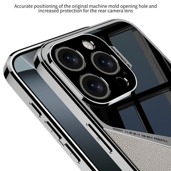 For iPhone 16 Pro Max GKK Leather Electroplating Supersonic Speed Shockproof Phone Case(White)