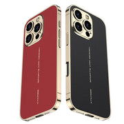 For iPhone 16 Pro GKK Plated Plain Leather Shockproof Phone Case(Black)