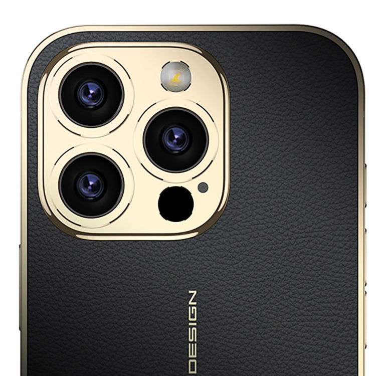 For iPhone 16 Pro GKK Plated Plain Leather Shockproof Phone Case(Black)