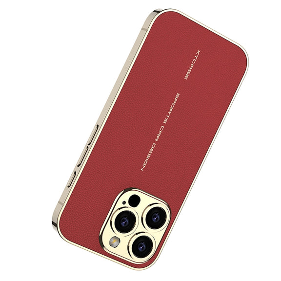 For iPhone 16 Pro GKK Plated Plain Leather Shockproof Phone Case(Black)