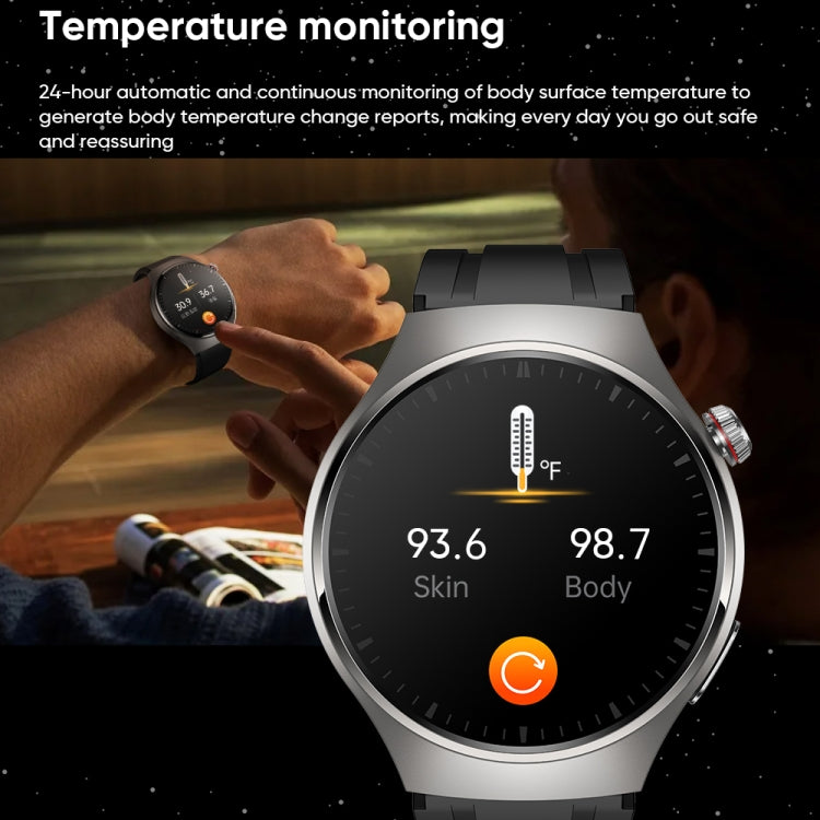MT200 1.43 inch AMOLED IP67 Steel Band Smart Call Watch, Support ECG(Black)