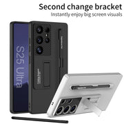 For Samsung Galaxy S25+ 5G GKK Ultra-thin Holder Phone Case with Pen Slots & Stylus Pen(Titanium Gray)