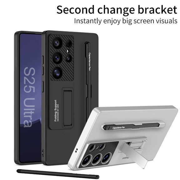 For Samsung Galaxy S25+ 5G GKK Ultra-thin Holder Phone Case with Pen Slots & Stylus Pen(Titanium Gray)