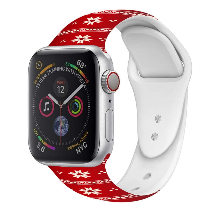 For Apple Watch 46mm / 49mm / 45mm / 44mm Christmas Pattern Silicone Watch Band(Sakura Red) - free shipping - PMc TechLife - Order now!