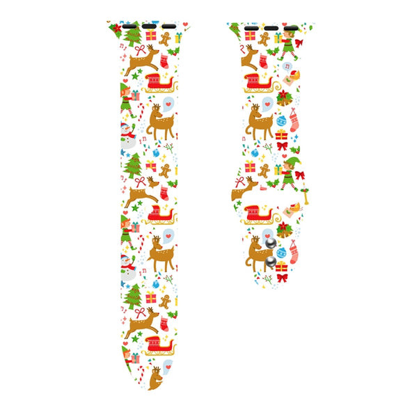 For Apple Watch 46mm / 49mm / 45mm / 44mm Christmas Pattern Silicone Watch Band(Childlike Christmas 2)