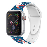 For Apple Watch 46mm / 49mm / 45mm / 44mm Christmas Pattern Silicone Watch Band(Snowman Blue)