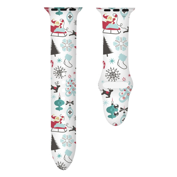 For Apple Watch 46mm / 49mm / 45mm / 44mm Christmas Pattern Silicone Watch Band(Santa Claus)