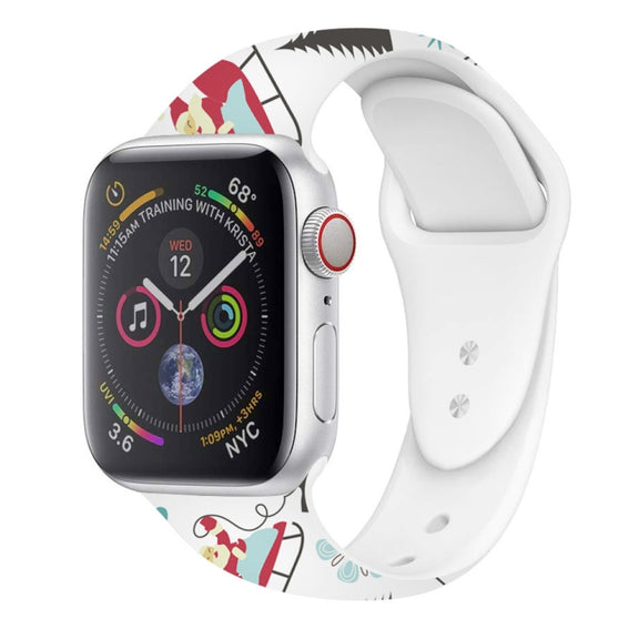 For Apple Watch 46mm / 49mm / 45mm / 44mm Christmas Pattern Silicone Watch Band(Santa Claus)