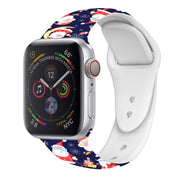 For Apple Watch 46mm / 49mm / 45mm / 44mm Christmas Pattern Silicone Watch Band(Santa Claus Blue)