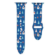 For Apple Watch 46mm / 49mm / 45mm / 44mm Christmas Pattern Silicone Watch Band(Small Snowman Blue)