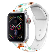 For Apple Watch 46mm / 49mm / 45mm / 44mm Christmas Pattern Silicone Watch Band(Happy Bear)
